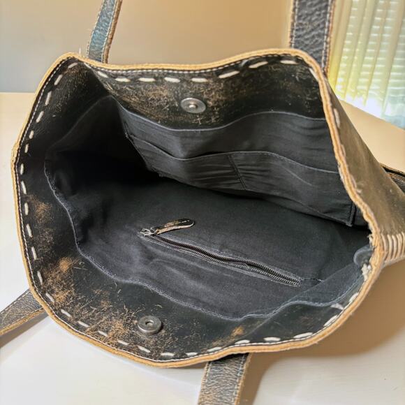 Bed Stu Skye II Women's Leather Tote Bag Handcrafted Distressed Whipstitch - Picture 7 of 12